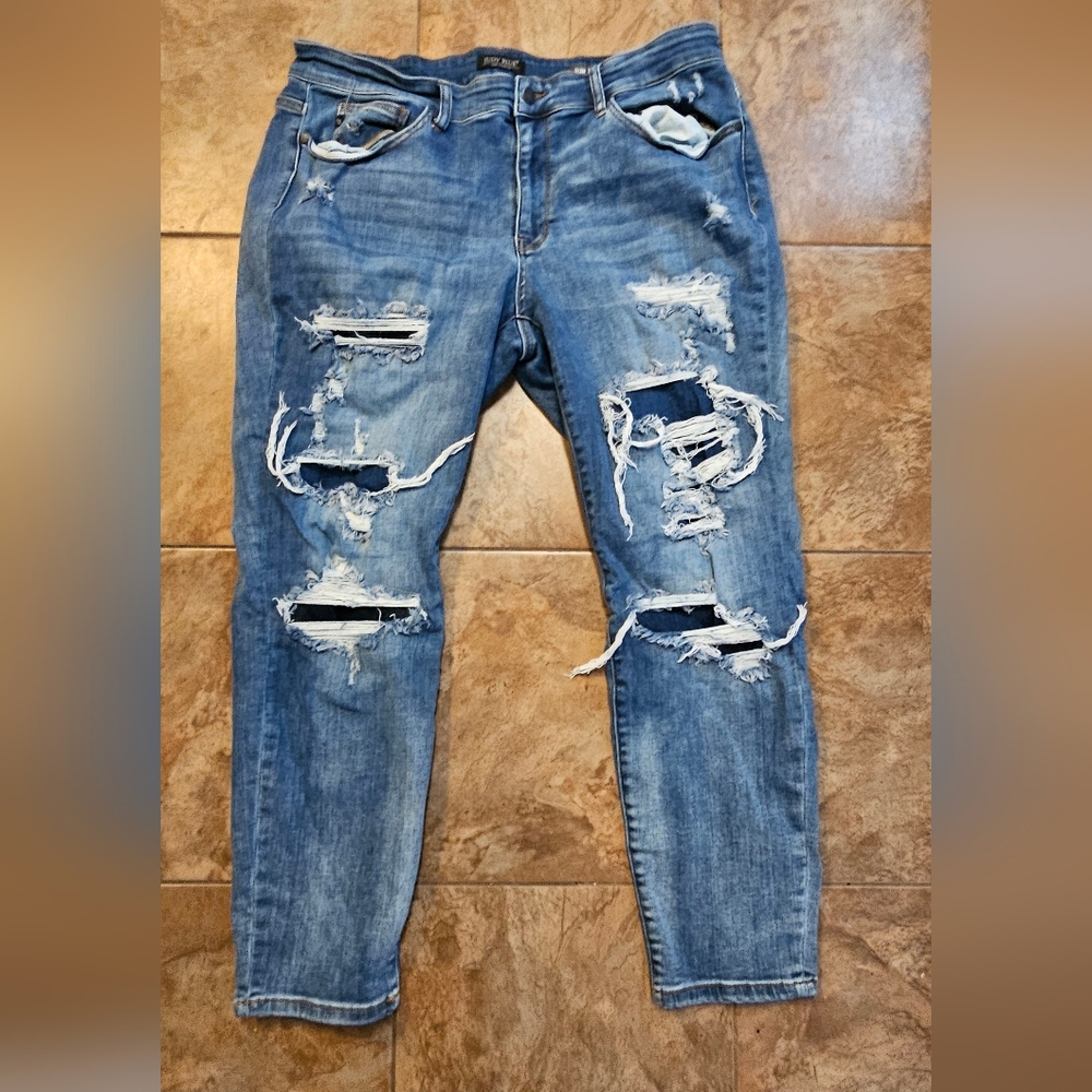 Judy Blue Ripped Light Blue Skinny Jeans 20w Slim Fit